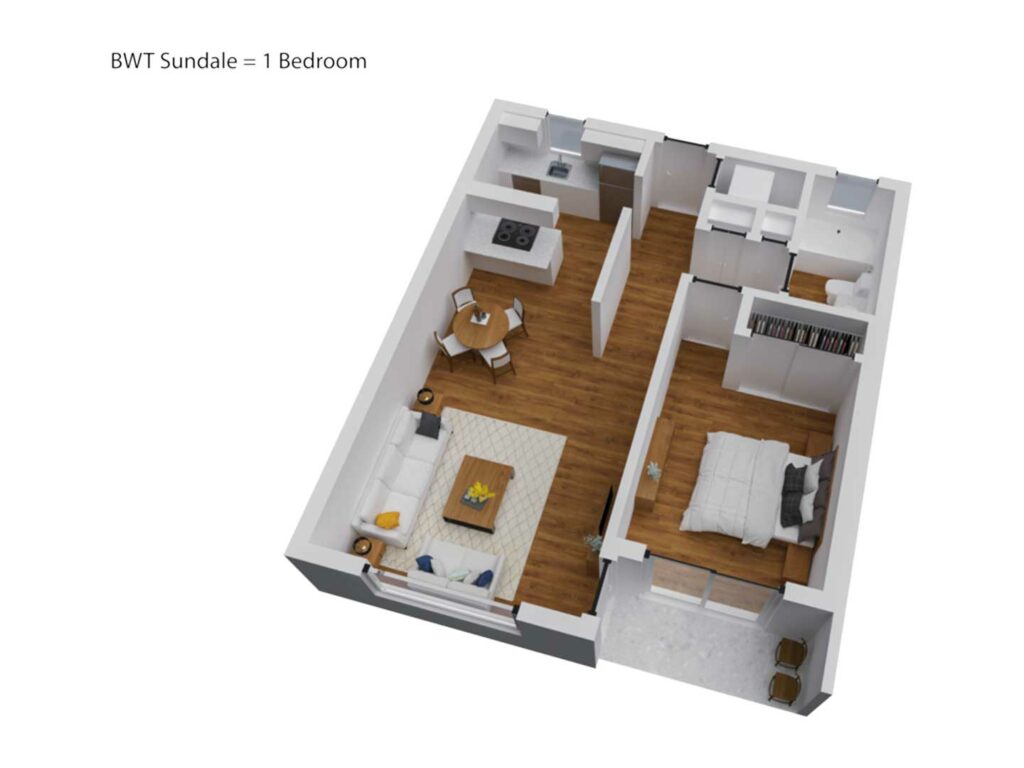 1 Bedroom 1 Bath Floor Plan